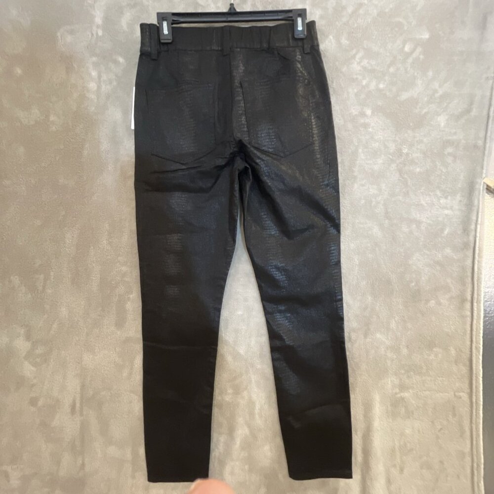 NWT Juicy Couture  Shiny Black Faux Snake Skin Beverly Skinny Pant Women’s Sz 10